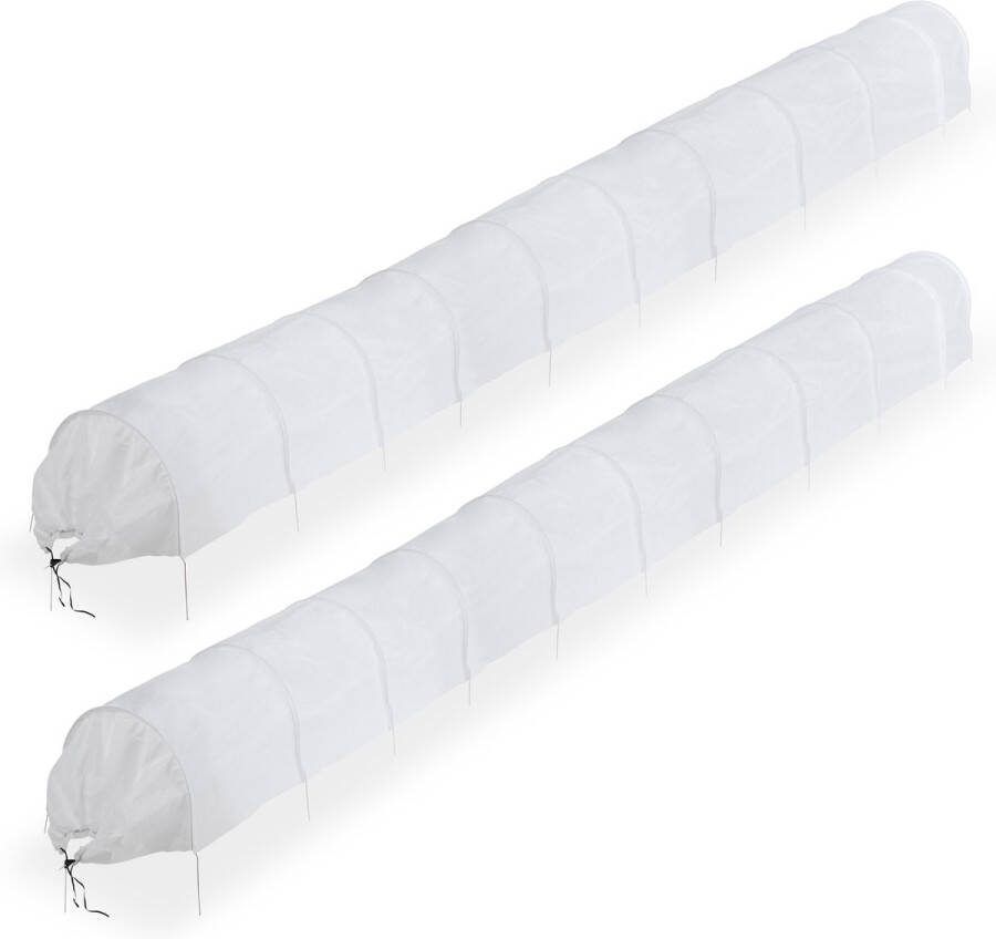 Relaxdays kweektunnel met bogen 7 m set van 2 tuintunnel vlies vogelnet moestuin
