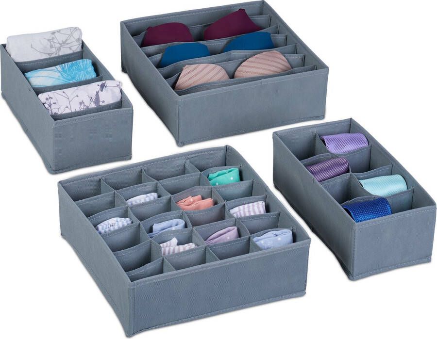 Relaxdays lade organizer 4-delige set bh organizer sokken kledingkast ondergoed