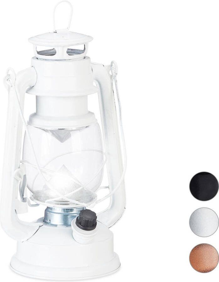 Relaxdays lantaarn led stormlamp windlicht led olielamp retro stijl op batterijen wit