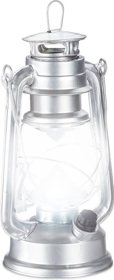 Relaxdays lantaarn led stormlamp windlicht led olielamp retro stijl op batterijen zilver
