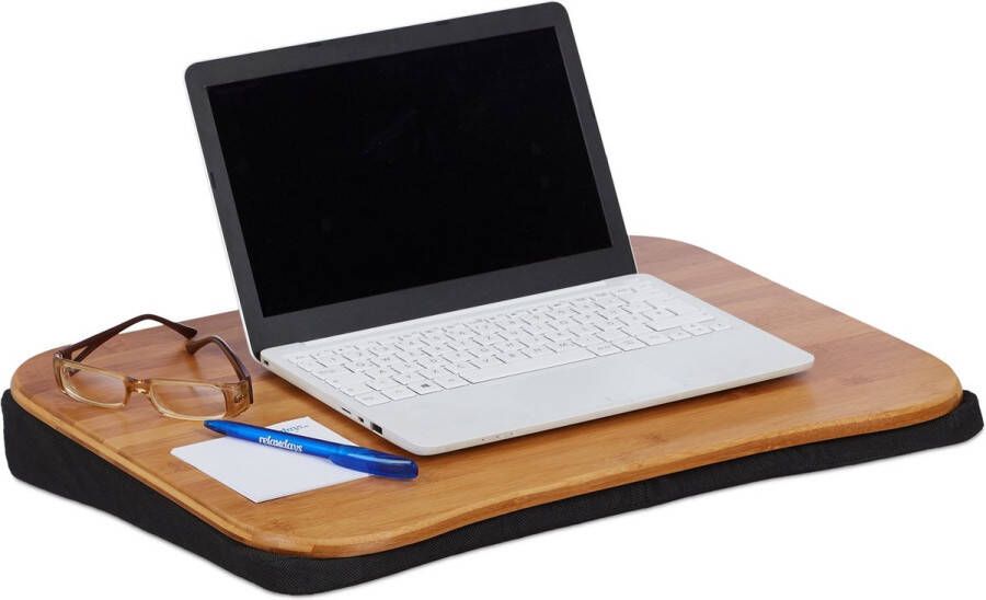 Relaxdays laptopkussen bamboe schoottafel laptop laptoptafel notebookstandaard hout