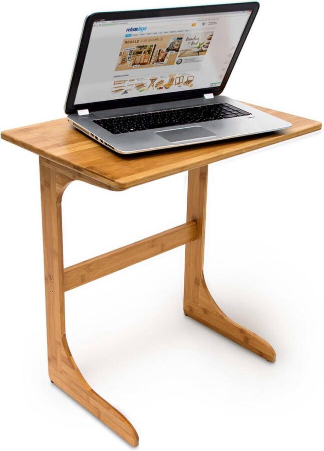 Relaxdays Laptoptafel bamboe houten bijzettafeltje 62 5 x 60 x 40 cm laptopmeubel