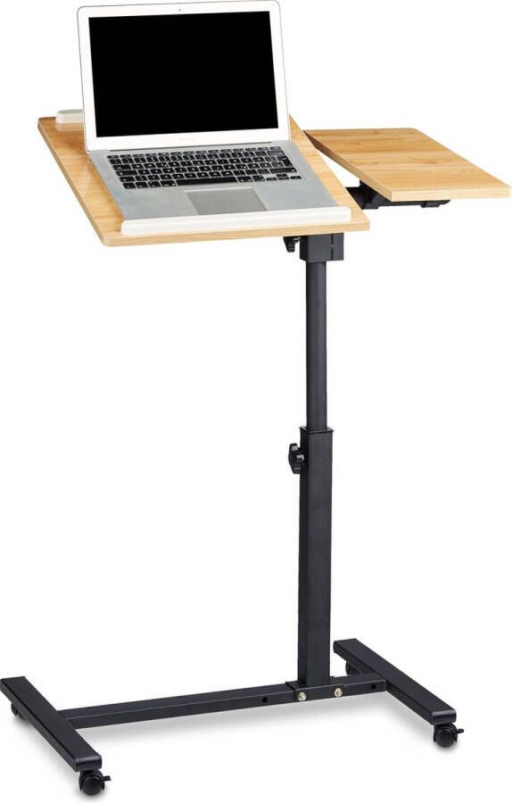 Relaxdays Laptoptafel op wieltjes hout laptopstandaard ook voor linkshandigen geel
