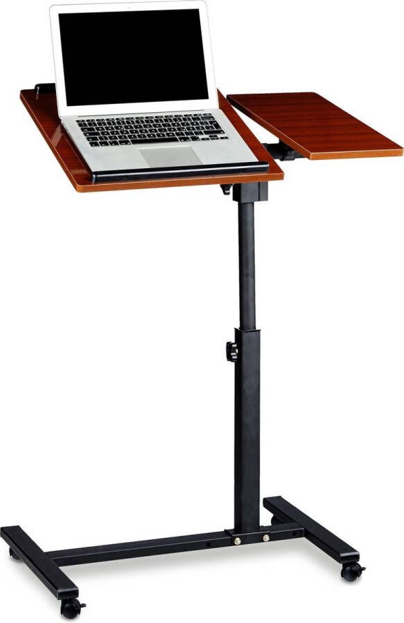 Relaxdays Laptoptafel op wieltjes hout laptopstandaard ook voor linkshandigen rood