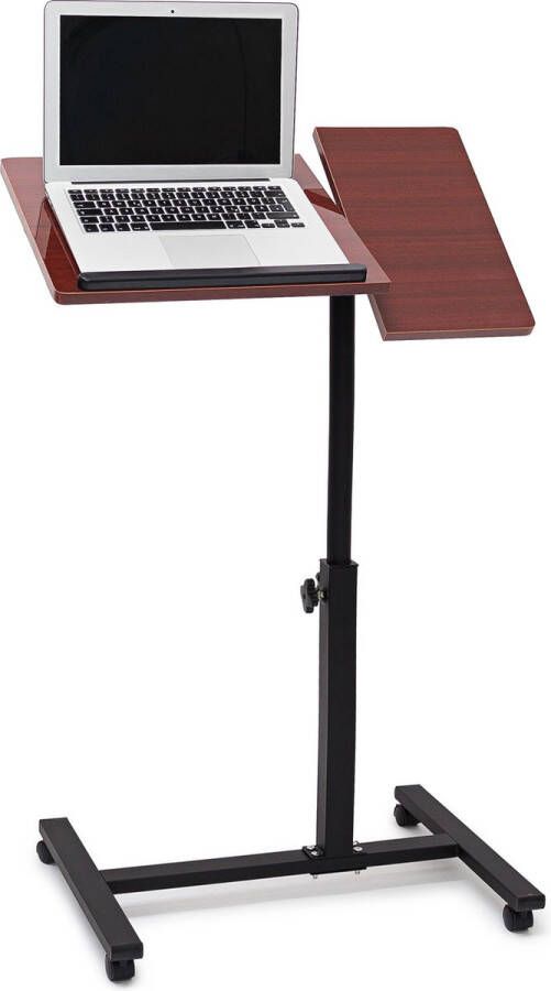 Relaxdays Laptoptafel op wieltjes houten laptopstandaard verstelbaar knietafel zwart