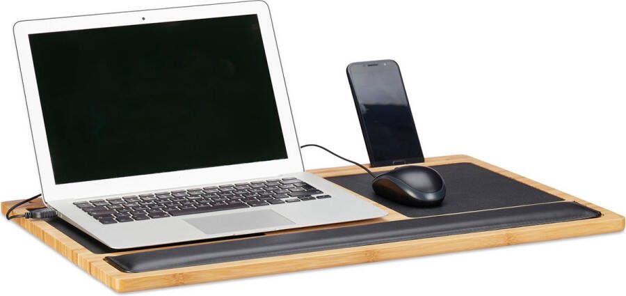 Relaxdays laptoptafel schoot schoottafel bedtafel laptopstandaard bamboe knietafel