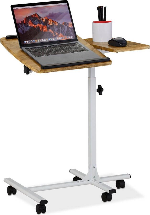 Relaxdays Laptoptafel verstelbaar laptop bureau op wielen verrijdbaar computertafel