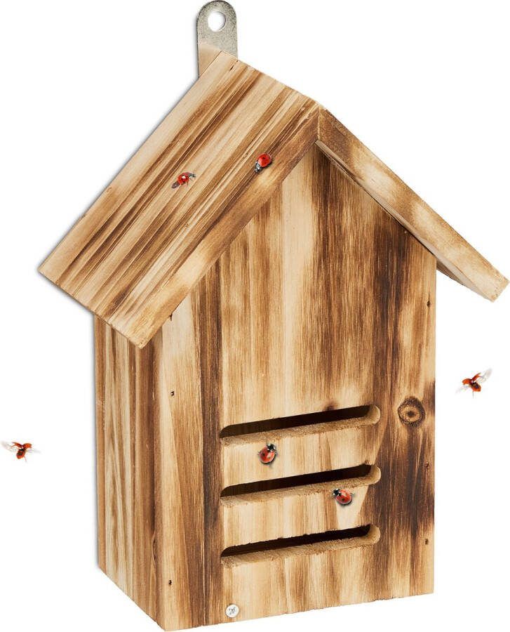 Relaxdays lieveheersbeestjes hotel 3 openingen insectenhotel hangend