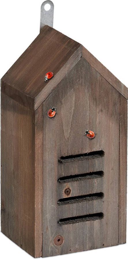 Relaxdays lieveheersbeestjes hotel houten lieveheersbeestkastje klein insectenhuis