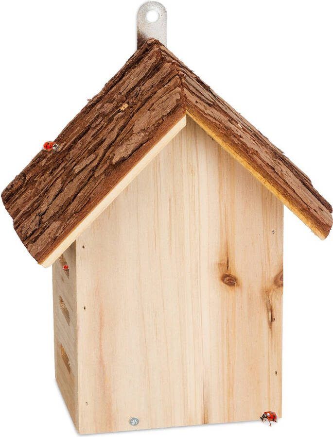 Relaxdays lieveheersbeestjes hotel weerbestendig nestkastje insectenhotel dennenhout