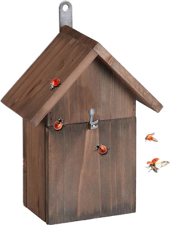Relaxdays lieveheersbeestjeshotel insectenhuis 4 ingangssleuven tuin balkon hout