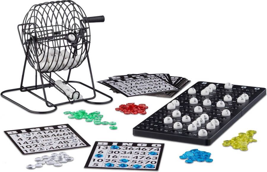 Relaxdays lotto bingo spel bingomolen bingospel met molen geluksspel