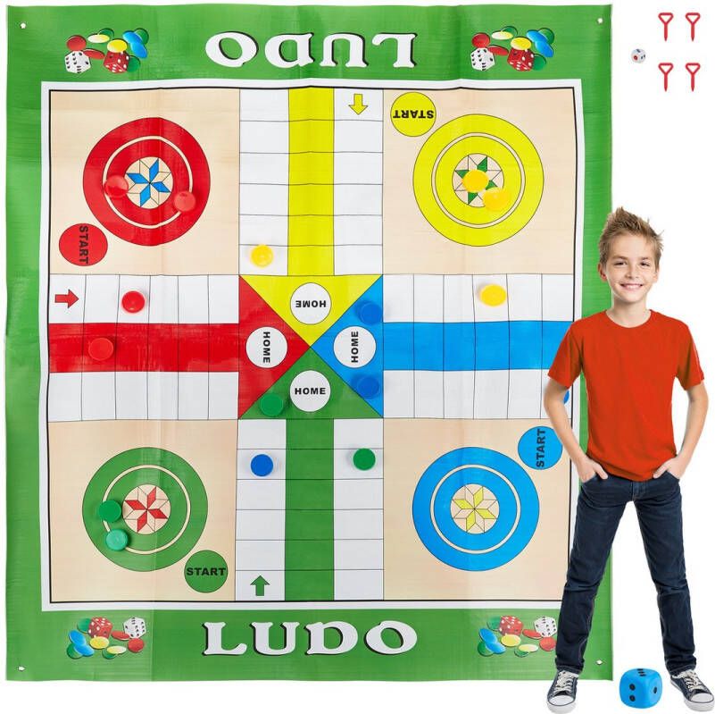 Relaxdays Mens-erger-je niet bordspel XXL spelletje buiten 160x180 tuinspel