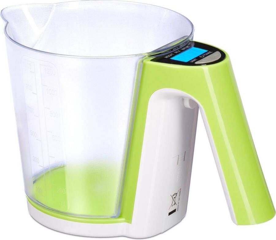 Relaxdays maatbeker met digitale weegschaal 2 in 1 digitale keukenweegschaal 2 kg