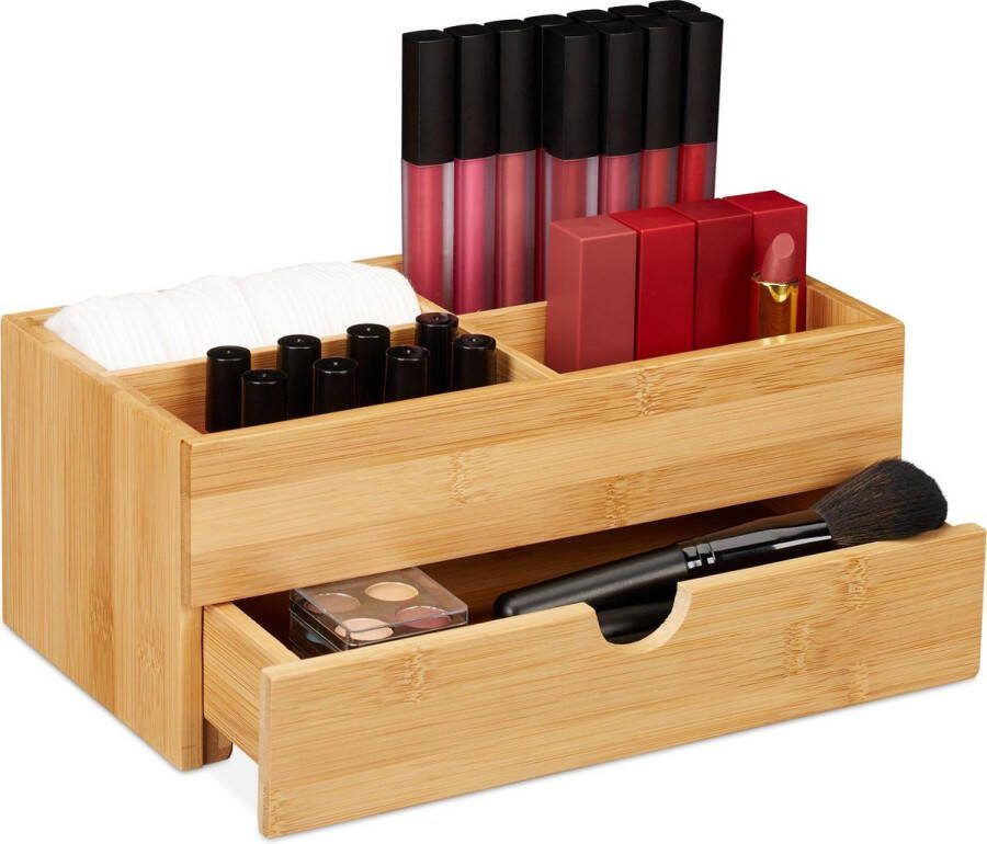 Relaxdays make up organizer bureau organizer sieradenkist bamboe lade