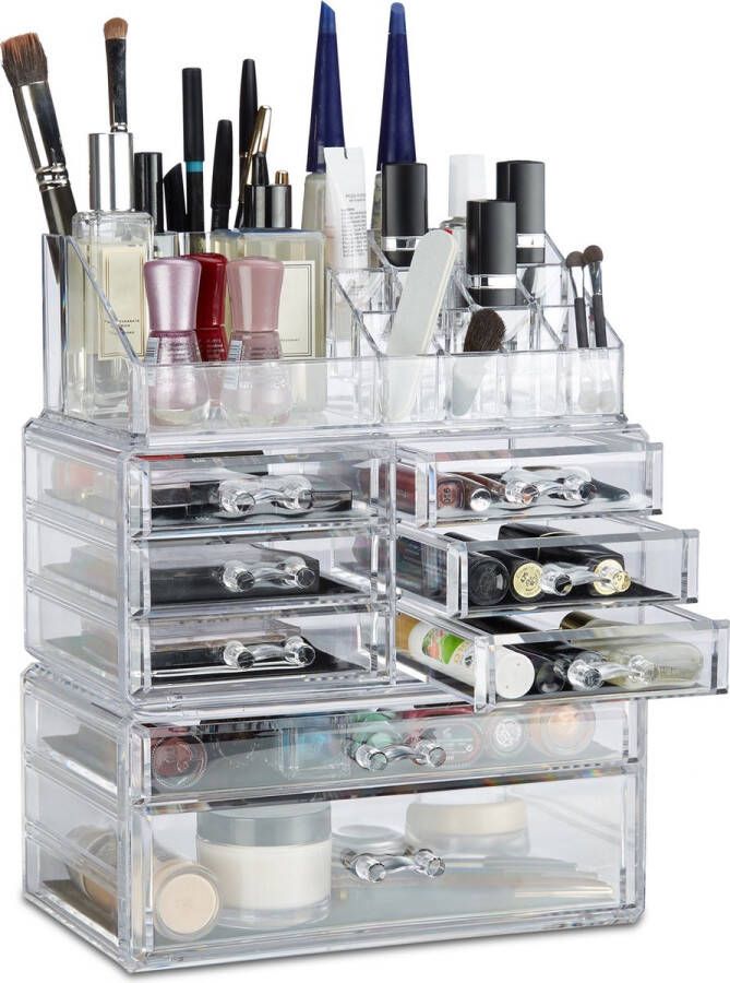 Relaxdays Make-up Organizer Sieradendoosje Cosmetica Transparant