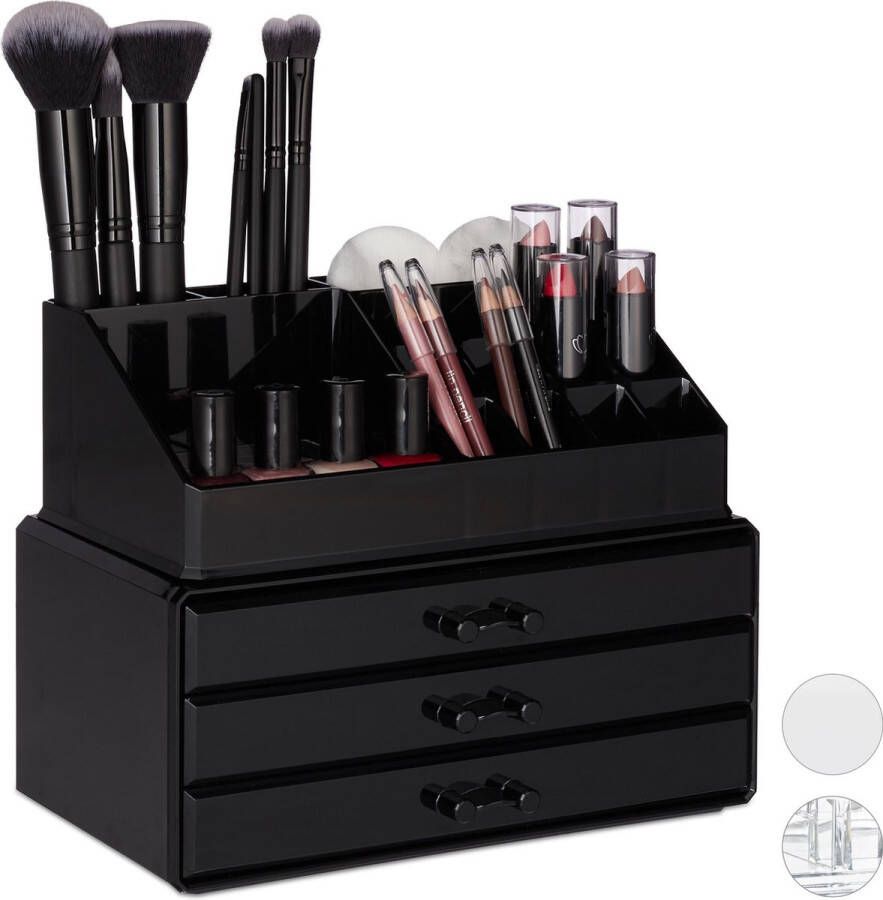 Relaxdays Make-up Organizer Sieradendoosje Cosmetica Zwart