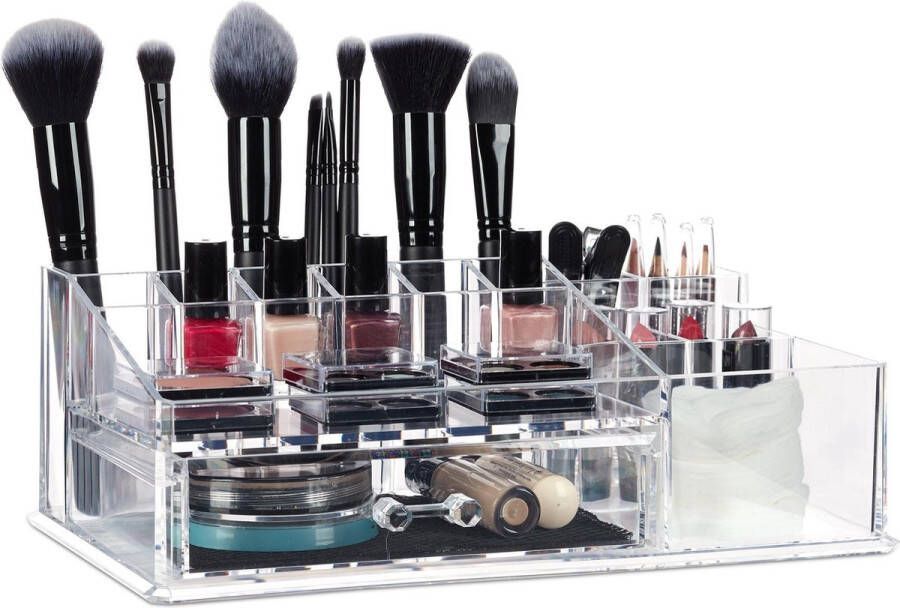 Relaxdays make-up organizer sieradenkist cosmeticabox lippenstifthouder acrylbox doorzichtig