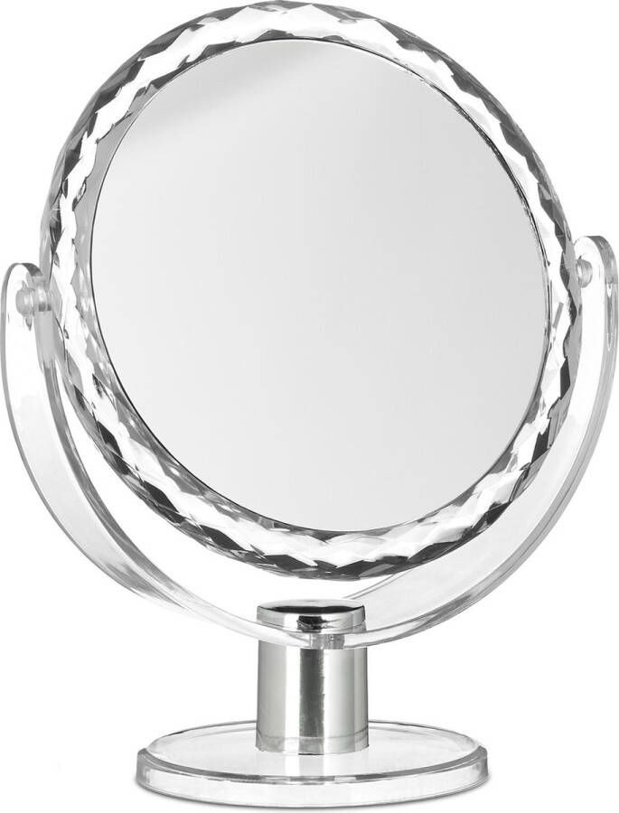 Relaxdays make-up spiegel met vergroting scheerspiegel vrijstaand rond klein