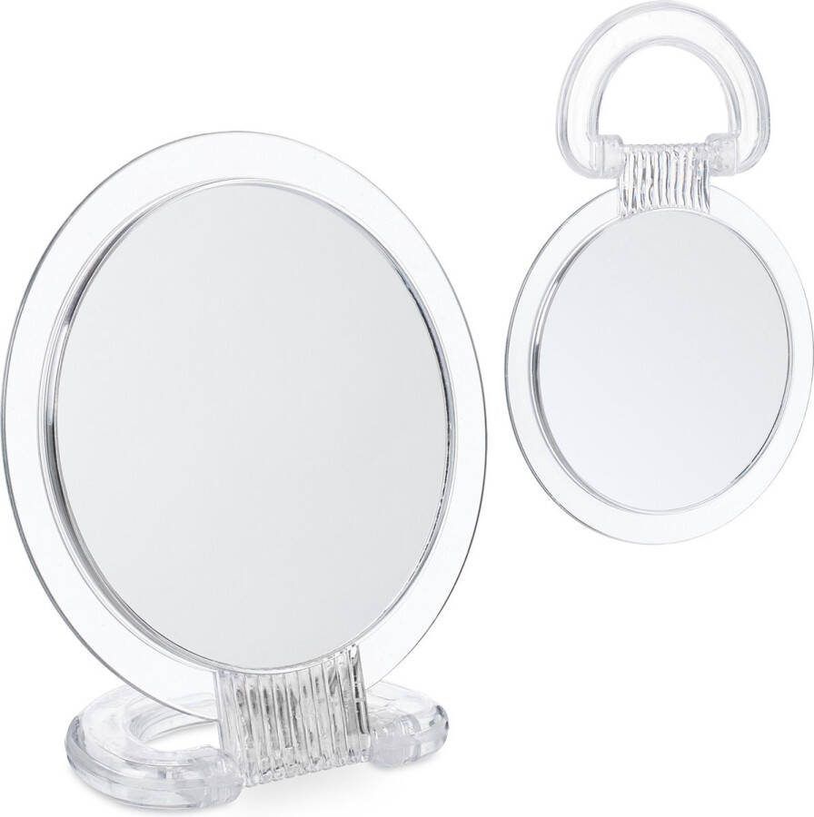Relaxdays make-up spiegel set van 2 dubbelzijdig handspiegel vergrotende spiegel