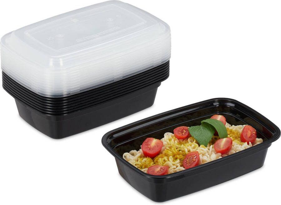 Relaxdays meal prep bakjes set van 10 lunchbox 1l vershouddoos met deksel lekvrij