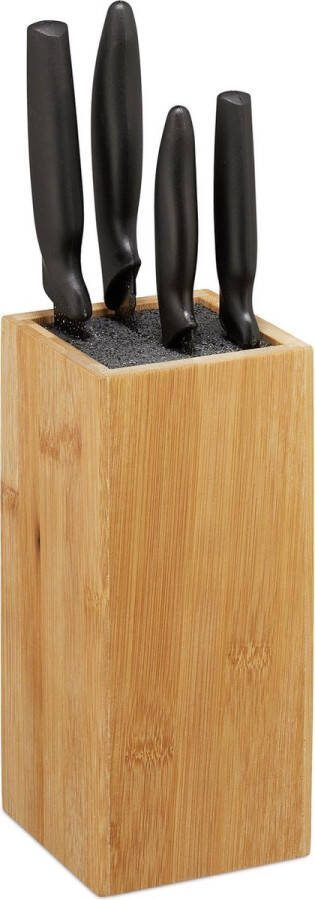 Relaxdays messenblok zonder messen messenhouder bamboe messen organizer hout