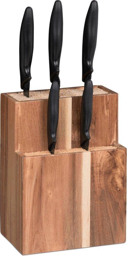 Relaxdays messenblok zonder messen messenhouder universeel hout voor 11 messen