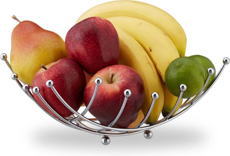 Relaxdays metalen fruitmand fruitschaal broodmand schaal voor fruit ijzer groot