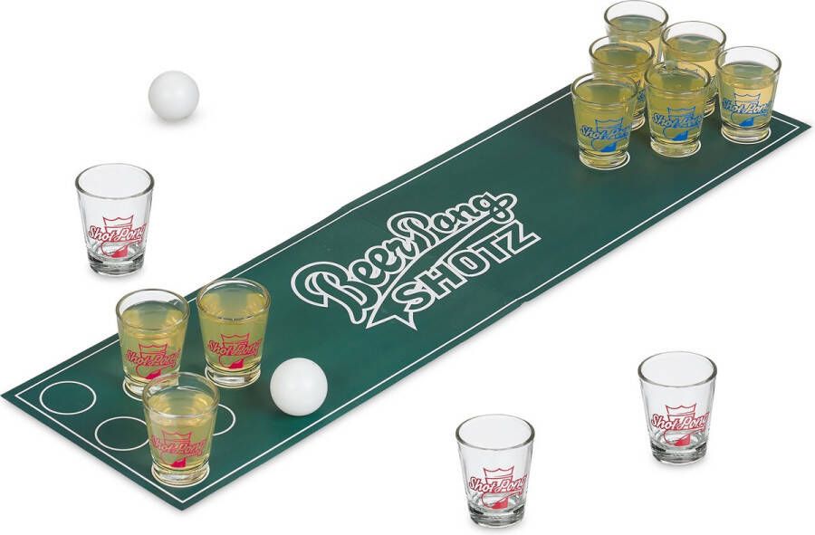 Relaxdays mini beer pong drankspel bierpong set volwassenen shots pong partyspel