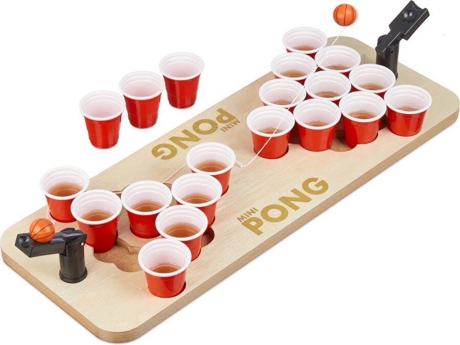 Relaxdays Mini beer pong party spel voor bier of shots 25 rode bekers drankspel