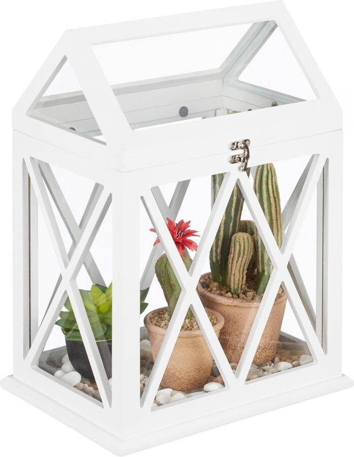 Relaxdays mini kweekkas decoratie kleine plantenkas binnen mini kas vensterbank