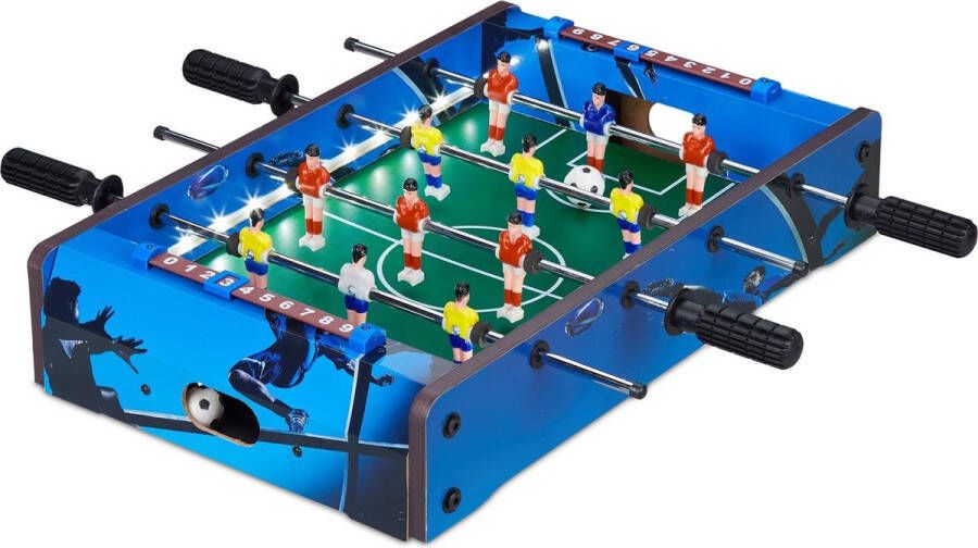 Relaxdays mini voetbaltafel led tafelvoetbal tafelmodel tafelvoetbalspel