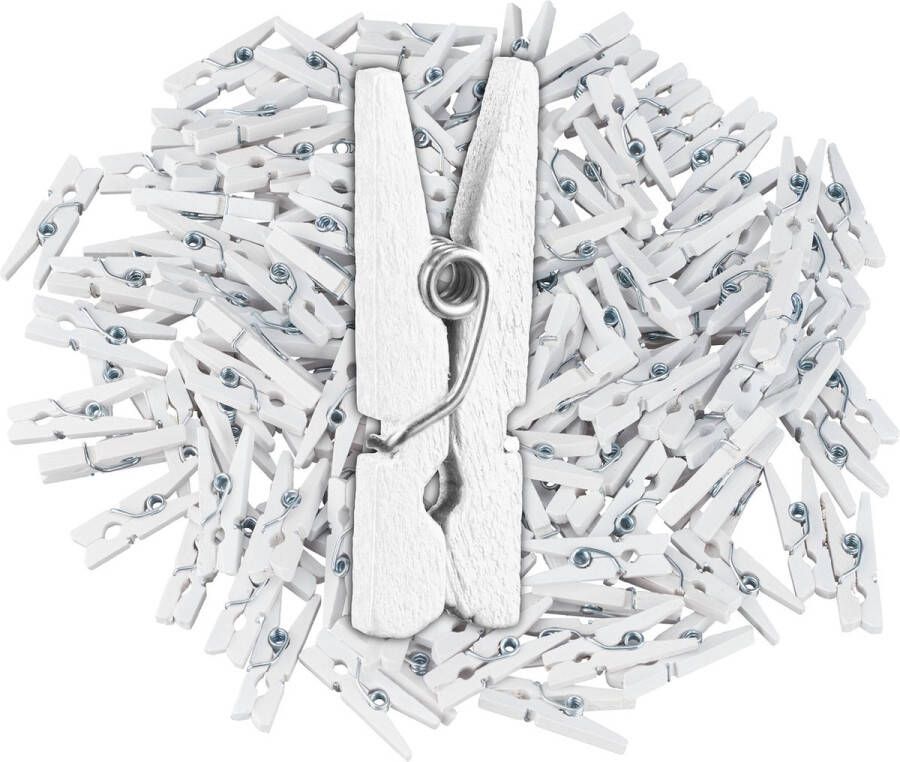 Relaxdays mini wasknijpers set van 400 houten knijpers foto's ophangen knutselen wit