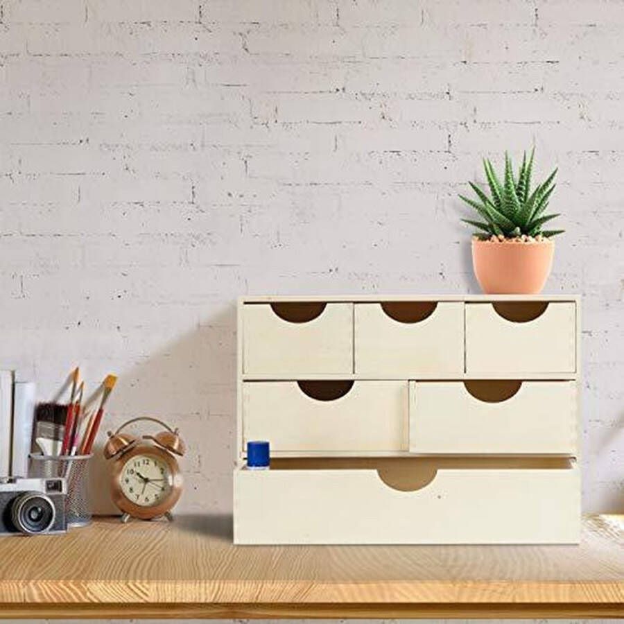 Relaxdays Miniladekast hout ladekastje klein kastje op bureau organizer