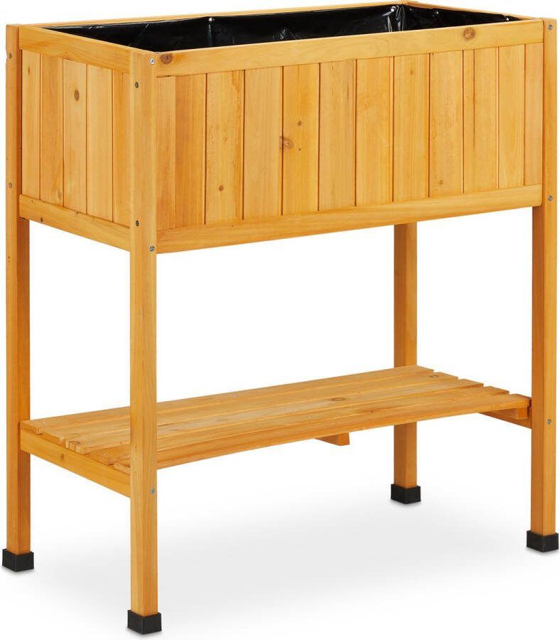 Relaxdays Moestuintafel hout moestuinbak poten kweektafel plantenbak mini garden Oranje