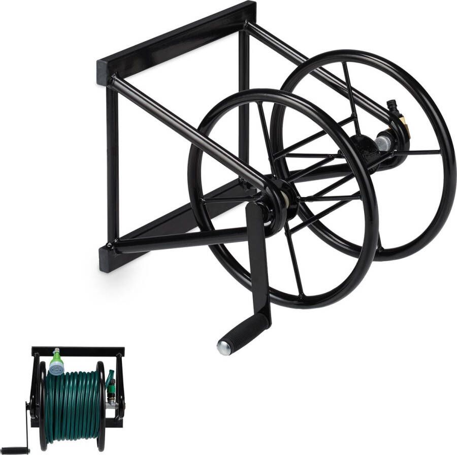 Relaxdays muurhaspel wandslangenbox slanghaspel muur tuinslanghaspel metaal wand