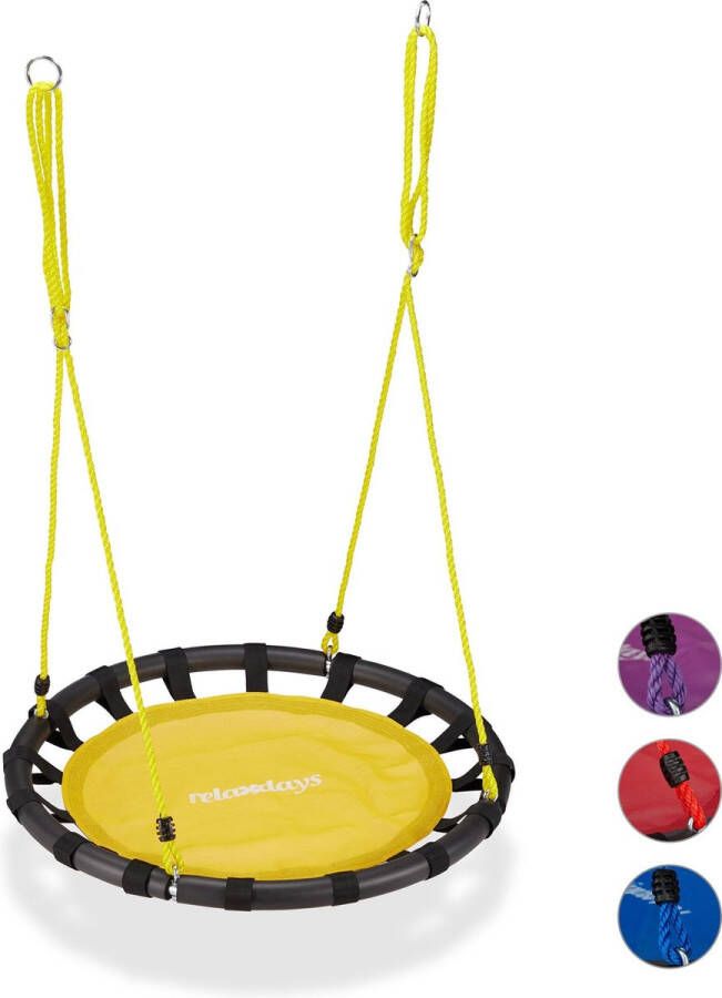 Relaxdays Nestschommel ronde schommel 80 cm kinderschommel schommel buiten geel