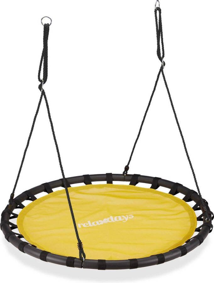 Relaxdays Nestschommel schotelschommel buiten schommel kinderschommel XL- 120 cm geel