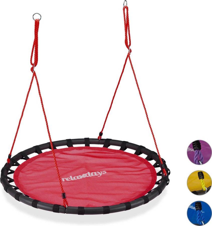 Relaxdays Nestschommel schotelschommel buiten schommel kinderschommel XL- 120 cm rood