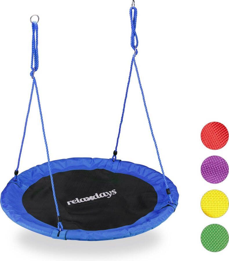 Relaxdays Nestschommel vogelnestschommel buiten schommel- 110 cm kinderschommel blauw