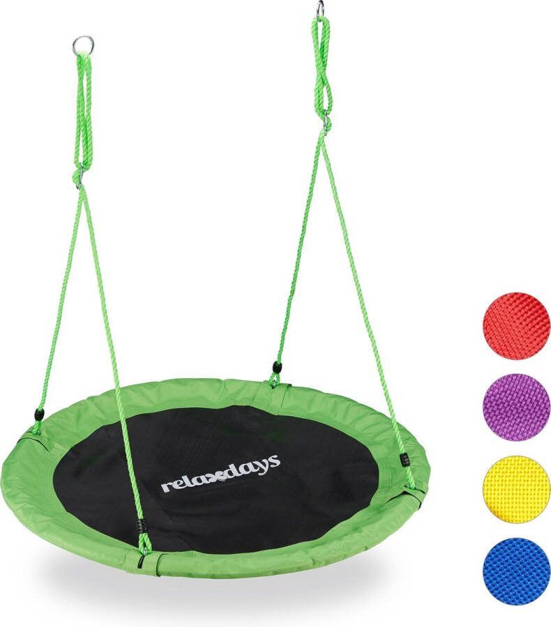 Relaxdays Nestschommel vogelnestschommel buiten schommel- 110 cm kinderschommel groen