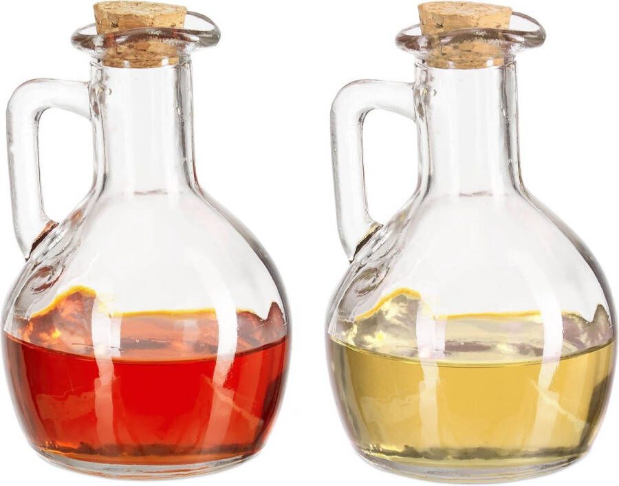 Relaxdays olie en azijnstel glas oliekannetje 2 stuks olieflesje oliekan azijn