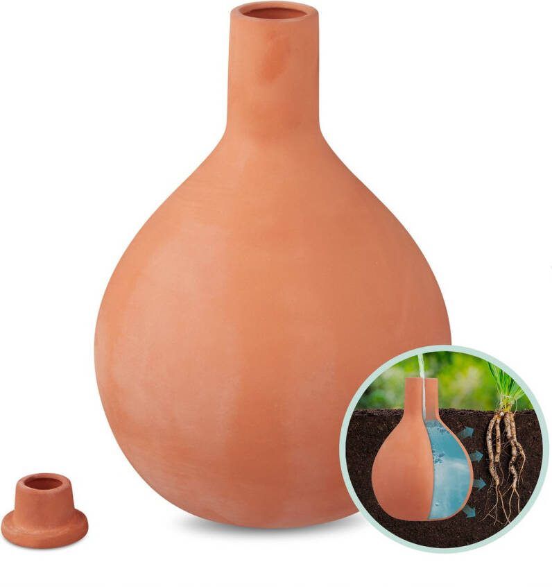 Relaxdays olla irrigatiepot waterdruppelaar bewateringssysteem moestuin keramiek