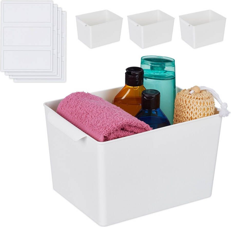 Relaxdays opbergbak zonder deksel set van 4 badkamer opbergbox koelkast organizer