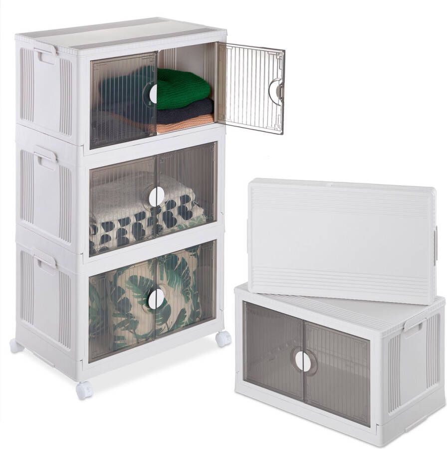 Relaxdays opbergbox opbergdoos opbergbak stapelbaar 74 l opvouwbaar kunststof Pak van 5