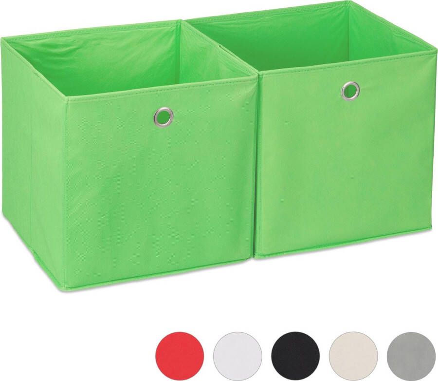 Relaxdays opbergbox set van 2 stof opvouwbaar speelgoed opbergmand opbergen groen