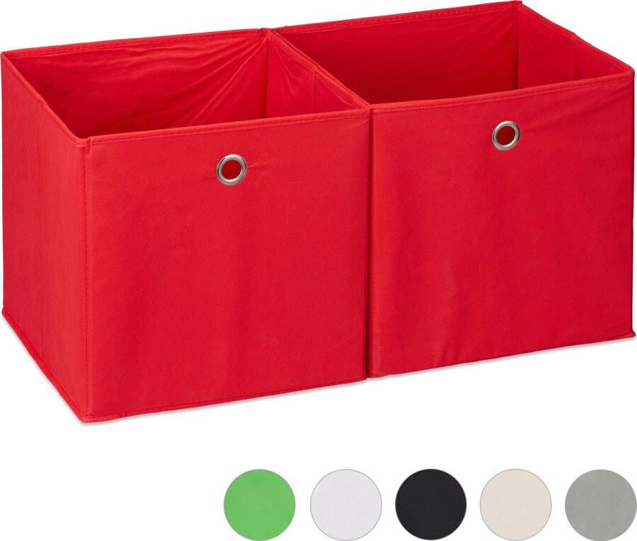 Relaxdays opbergbox set van 2 stof opvouwbaar speelgoed opbergmand opbergen rood