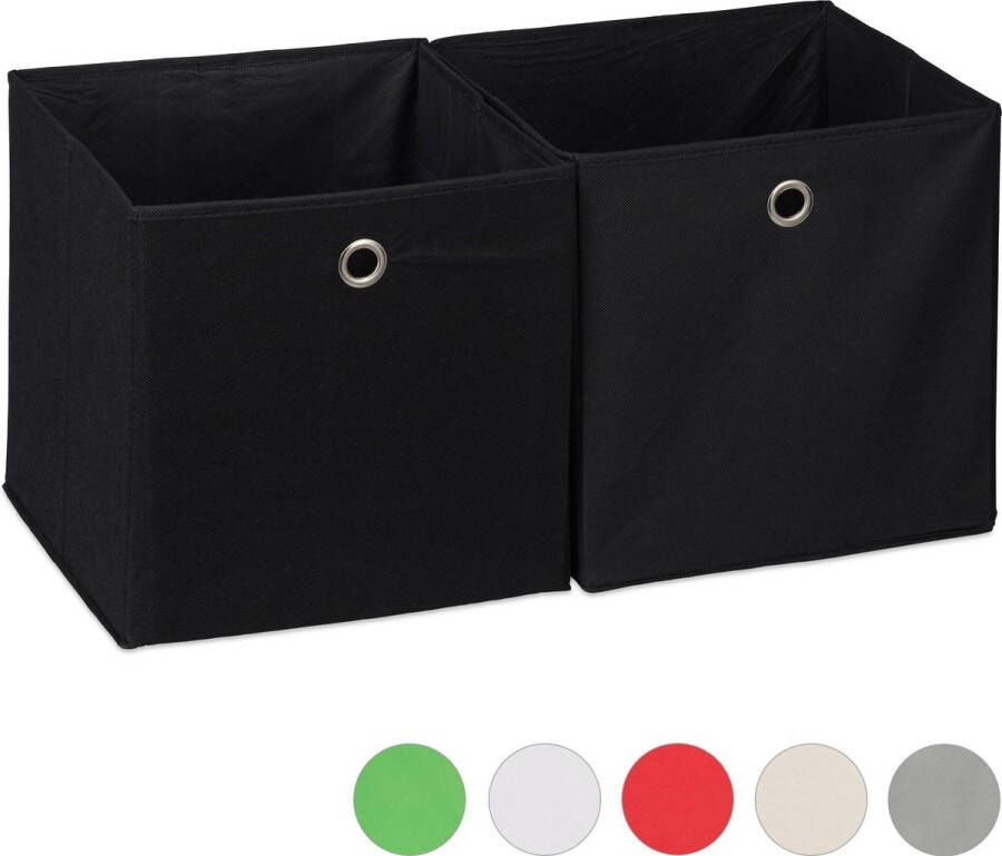 Relaxdays opbergbox set van 2 stof opvouwbaar speelgoed opbergmand opbergen zwart