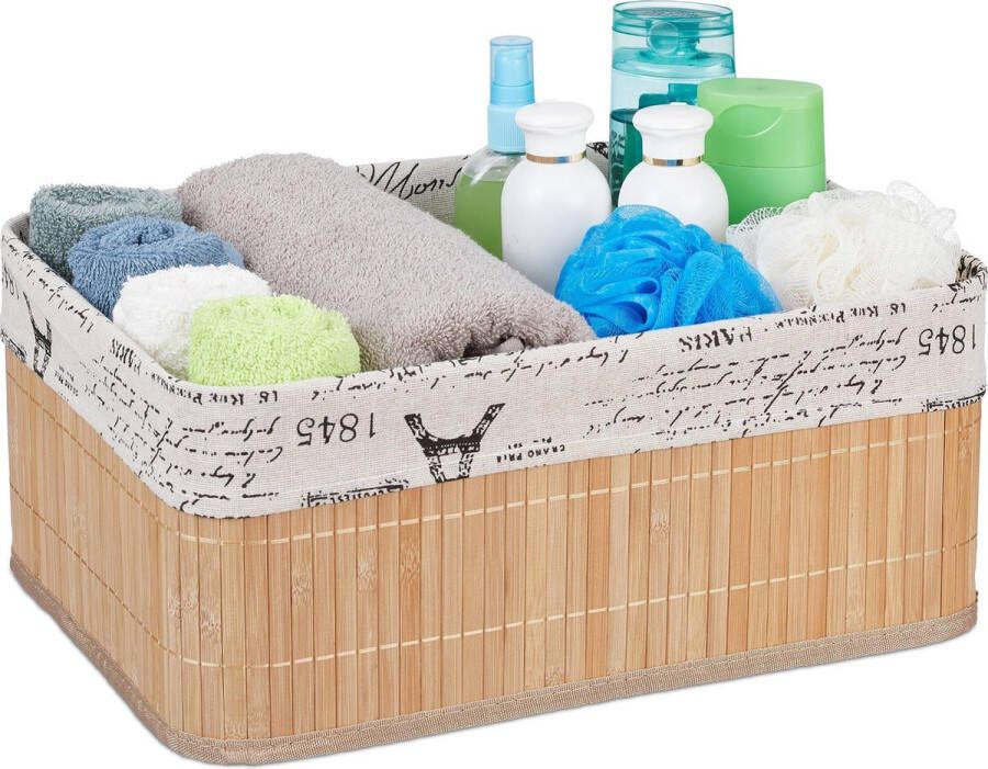 Relaxdays opbergmand bamboe 15 5 l kast mand mandje voor badkamer opvouwbaar Naturel
