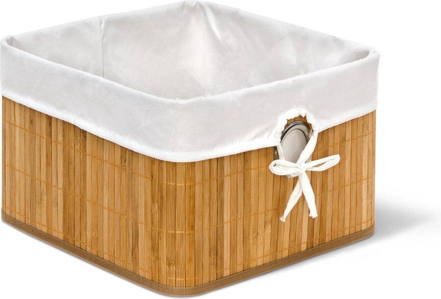 Relaxdays opbergmand bamboe opvouwbare mand stof decoratie kastmand Naturel